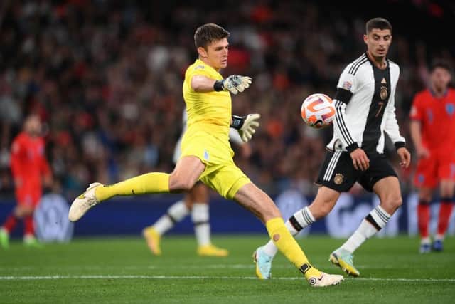 Newcastle United goalkeeper Nick Pope in action for England against Germany (Photo by Shaun Botterill/Getty Images)