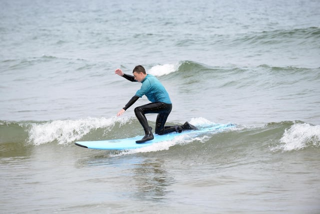 Park View pupil Ryan Hall cooling off during a surf lesson at Sandhaven