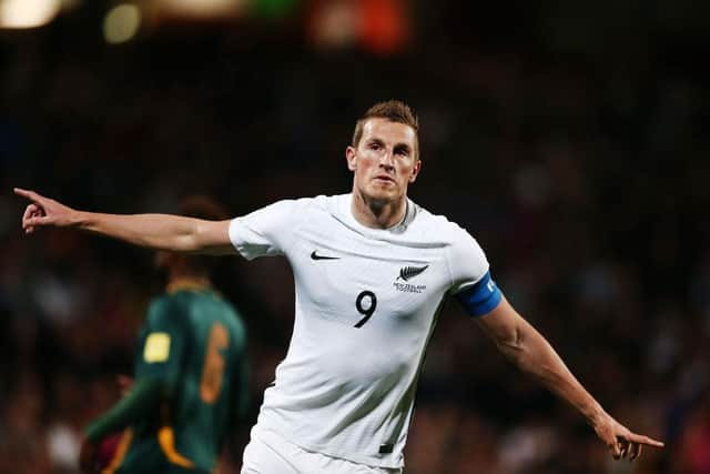 Newcastle United striker Chris Wood celebrating scoring a goal for New Zealand  (Photo by Anthony Au-Yeung/Getty Images)