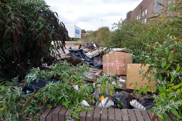 Flytipping on the former site of Duncan House at Crossgate.