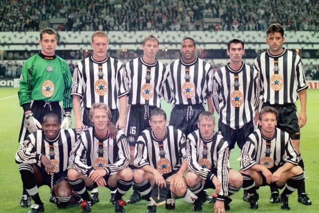 The Newcastle United team which took on Barcelona at St James's Park in 1997. John Beresford, bottom right, has recalled the away leg.