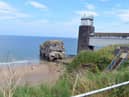 Clifftop view of The Grotto at Marsden, South Tyneside.