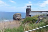 Clifftop view of The Grotto at Marsden, South Tyneside.