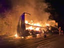 Emergency services were called to the lorry fire in the early hours of this morning.