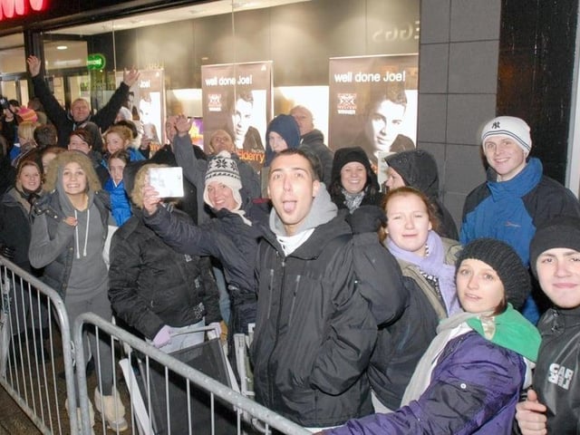 After his 2009 X Factor win, Joe McElderry returned to South Shields. Fans queued outside of HMV on King Street to meet him.