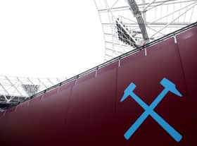 A detailed view of a West Ham badge inside the London Stadium (Photo by Warren Little/Getty Images)