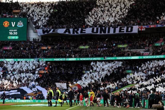 Newcastle United fans at Wembley for the Carabao Cup final.