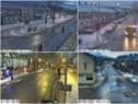 Stills from the @NELiveTraffic cameras from top left at Prince Edward Road at The Nook in South Shields, top right the B1298 Hubert Street and North Road in Boldon Colliery, bottom left the B1297 Ellison Street and Station Street in Jarrow town centre and bottom right, Dean Road and Chichester Road junction in South Shields.