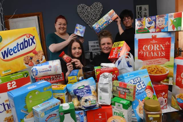 Karen Ratcliffe with Lynn Davis, Kerry Oates and Alison Davis during a People's Angels RVI breakfast collection