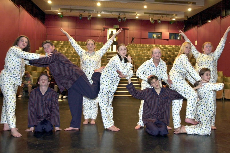 Students at the Northern Centre for Performing Arts at Doncaster College, High Melton site near Doncaster showing would-be-students part of their dance and drama routine during a open day for them in February 2001