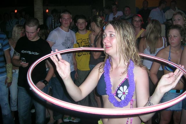 Having a go with the hula hoop 17 years ago. Photo: Wayne Groves.