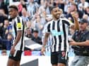 Callum Wilson of Newcastle United celebrates scoring their side's second goal during the Premier League match between Newcastle United and Manchester City at St. James Park on August 21, 2022 in Newcastle upon Tyne, England. (Photo by Clive Brunskill/Getty Images)