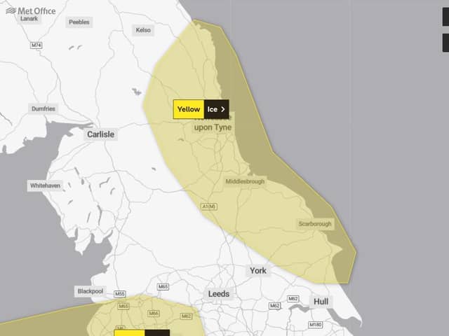 The area covered by the warning
