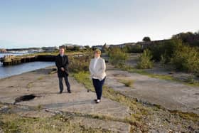 South Tyneside Council leader Cllr Tracey Dixon and Cllr Mark Walsh at the former Middle Docks, Holborn, South Shields.