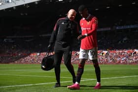 Marcus Rashford will be missing for 'a few games' as Manchester United confirm injury blow. (Photo by Stu Forster/Getty Images)