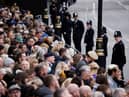 The crowd near Horse Guards in London ahead of the State Funeral of Queen Elizabeth II. Picture date: Monday September 19, 2022.