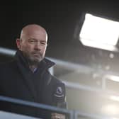 Football pundit and former England player Alan Shearer is seen during the English Premier League football match between Leeds United and Sheffield United at Elland Road.