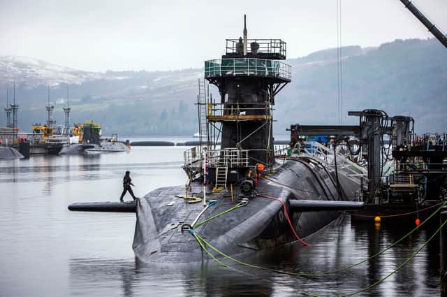 Vanguard-class submarine HMS Vigilant, one of the UK's four nuclear warhead-carrying submarines, at HM Naval Base Clyde. The issue of the UK's nuclear warheads stockpile has been back in the headlines during March 2021.
