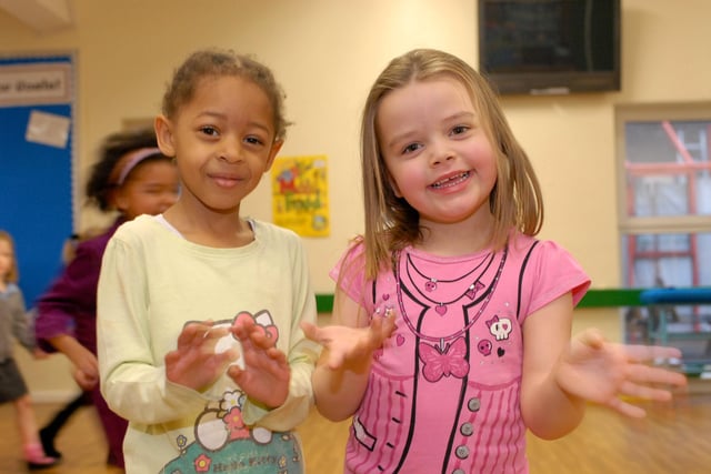 Pupils Collette Benton and Suzanne Burn were in the picture 11 years ago but who can tell us why?