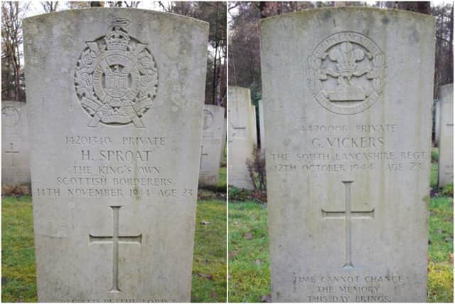 The graves of Henry Sproat from Sunderland and George Vickers of Jarrow.