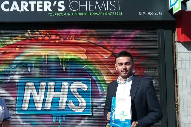 Carter's Pharmacy Owner Hassan Malik in front of the Fowler Street shop in South Shields.