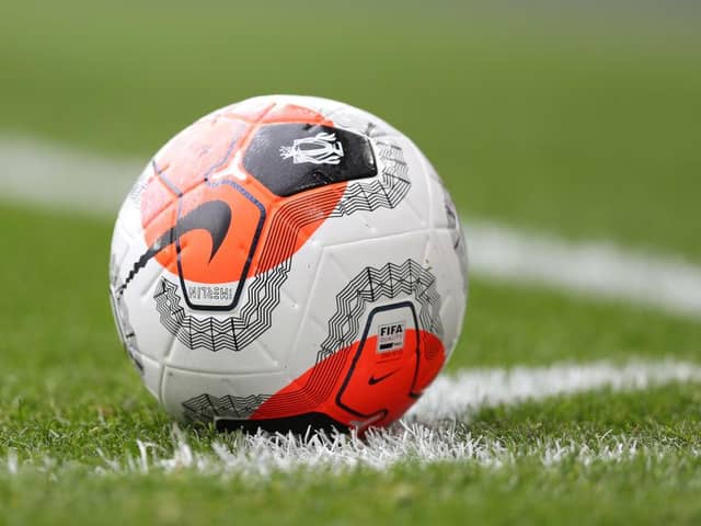 LONDON, ENGLAND - MARCH 07: General view of the match ball during the Premier League match between Arsenal FC and West Ham United at Emirates Stadium on March 07, 2020 in London, United Kingdom. (Photo by Alex Morton/Getty Images)