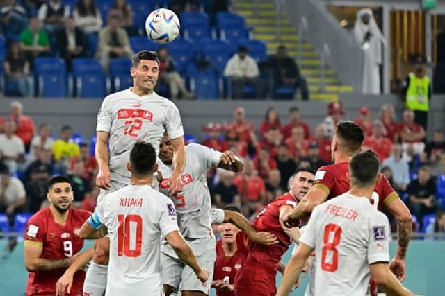 Newcastle United defender Fabian Schar helped Switzerland secure their passage to the Qatar World Cup Round of 16 following victory over Serbia (Photo by JAVIER SORIANO/AFP via Getty Images)