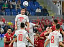 Newcastle United defender Fabian Schar helped Switzerland secure their passage to the Qatar World Cup Round of 16 following victory over Serbia (Photo by JAVIER SORIANO/AFP via Getty Images)