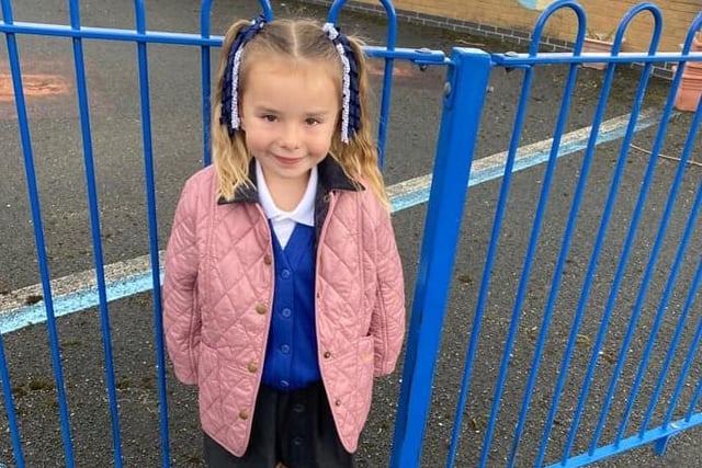 Back to school in South Tyneside. Savannah ready to start Year 1.