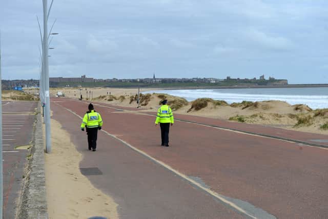 Police presence at Sandhaven Beach, South Shields, during the pandemic