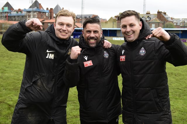 Kevin Phillips celebrating Shields' promotion (Photo credit: Kev Wilson)