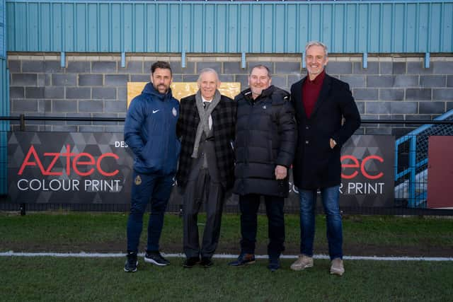 (From left to right) Former Sunderland striker and current South Shields manager Kevin Phillips, ex-Sunderland manager Peter Reid, John Cooke and South Shields chief executive Lee Picton.