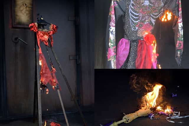 Halloween costumes burned in controlled conditions at TWFRS Headquarters in Washington.