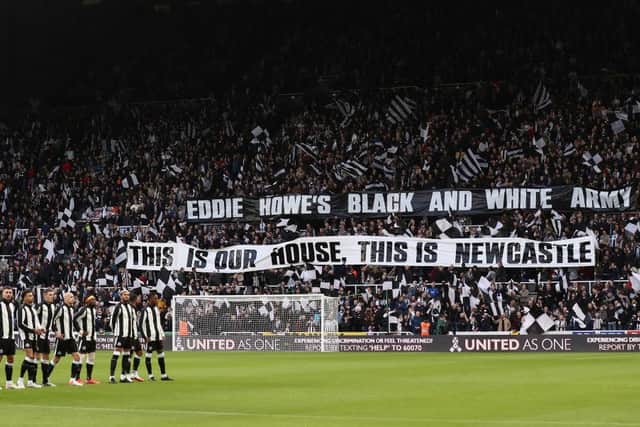 Wor Flags banners welcoming new Newcastle United head coach Eddie Howe.