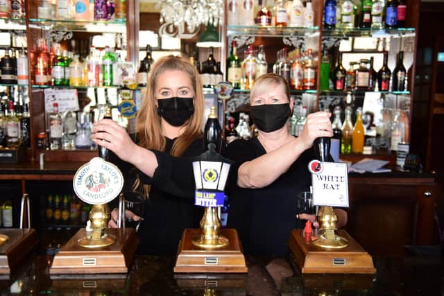 Bar staff at the Albion Gin & Ale House, Carhli Wilkinson (left) and Gillia Bewick.