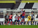 Blackburn pressure in the final minutes of the English League Cup second round football match between Newcastle United and Blackburn Rovers at St James' Park in Newcastle upon Tyne in north east England on September 15, 2020.