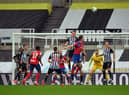 Blackburn pressure in the final minutes of the English League Cup second round football match between Newcastle United and Blackburn Rovers at St James' Park in Newcastle upon Tyne in north east England on September 15, 2020.