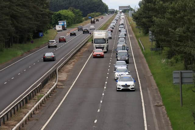 The convoy set off from Stannington Services in Morpeth