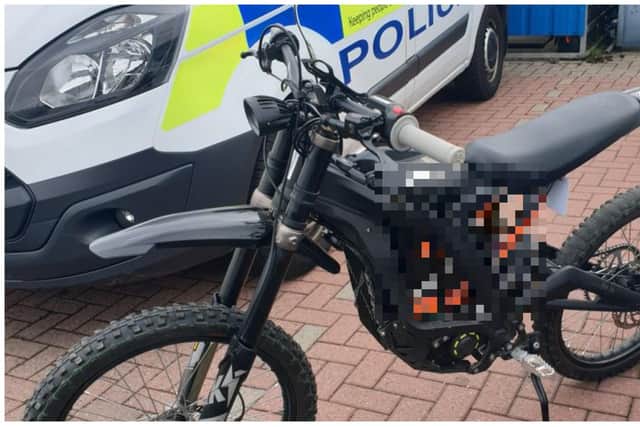 File image of an electric motorcycle which was seized by police elsewhere in the UK.