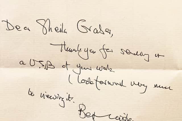 Sir David's letter to Sheila.