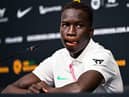 Australia's Garang Kuol attends a press conference at the World Cup in Qatar.