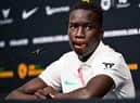 Australia's Garang Kuol attends a press conference at the World Cup in Qatar.