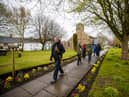 Bishop Paul leads the Inaugural Pilgrim walkers on day two of the Wy of Love from St Mary Magdalene church in Trimdon.