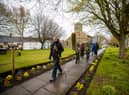Bishop Paul leads the Inaugural Pilgrim walkers on day two of the Wy of Love from St Mary Magdalene church in Trimdon.