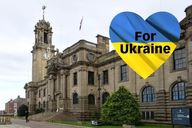 South Shields Town Hall will be lit blue and yellow on Wednesday.