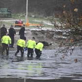 Police search teams at the scene in Babbs Mill Park in Kingshurst, Solihull