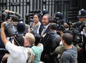 LONDON, ENGLAND - JUNE 07:  Sports Direct International founder Mike Ashley leaves Portcullis House after attending a Parliamentary select committee hearing on June 7, 2016 in London, England.