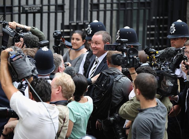 LONDON, ENGLAND - JUNE 07:  Sports Direct International founder Mike Ashley leaves Portcullis House after attending a Parliamentary select committee hearing on June 7, 2016 in London, England.