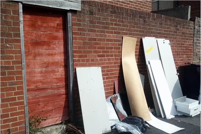 Dismantled wardrobes and wood had been witnessed being flytipped in the back lane of Julian Street in August.