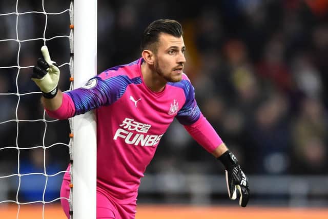 WOLVERHAMPTON, ENGLAND - JANUARY 11: Martin Dubravka of Newcastle United reacts during the Premier League match between Wolverhampton Wanderers and Newcastle United at Molineux on January 11, 2020 in Wolverhampton, United Kingdom. (Photo by Nathan Stirk/Getty Images)